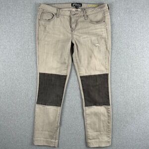 Volcom Jeans Women's 13 37 Grey Patchwork Distressed Skinny Pants Skater Grunge